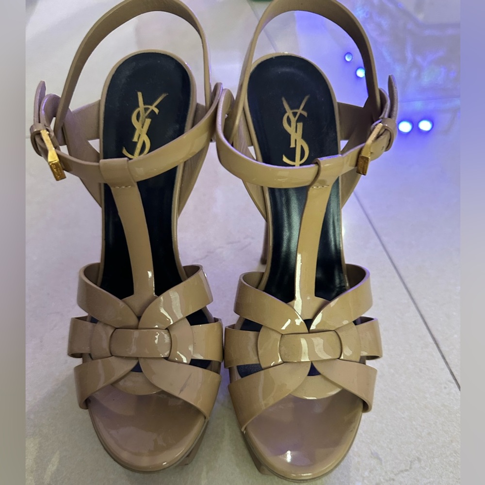 Yves Saint Laurent Tribute T strap platform Sandal